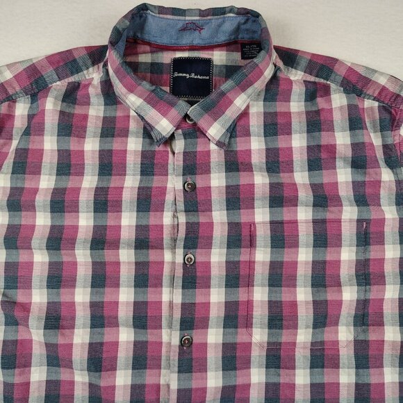 Tommy Bahama Purple Blue Plaid Button Up Long Sleeve Shirt Sz XL - Picture 2 of 9